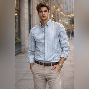 Todd Snyder Men’s blue red stripe button down - M